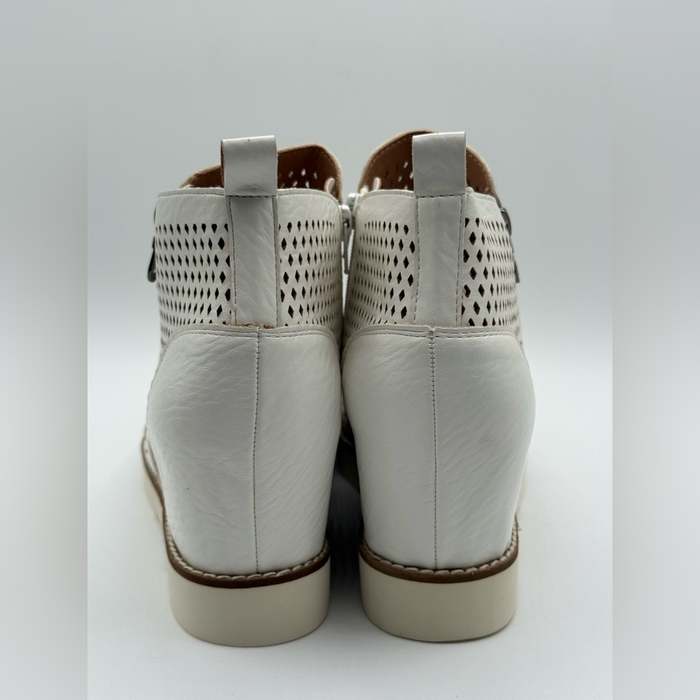 Mi.iM White Perforated Wedge Sneaker Booties – Hidden Heel Zip-Up Casual Chic - Picture 10 of 17